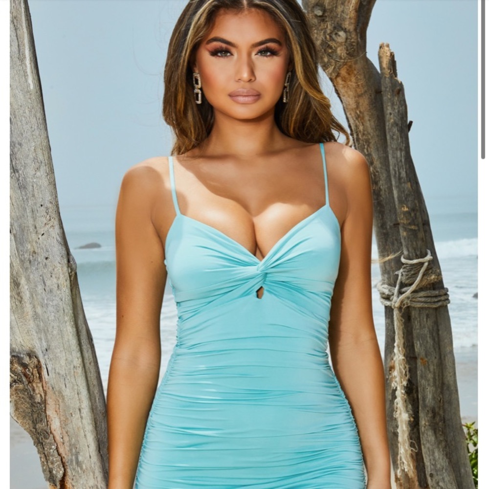 ONLY FOOLS RUCHE IN BODYCON MINI DRESS IN MINT